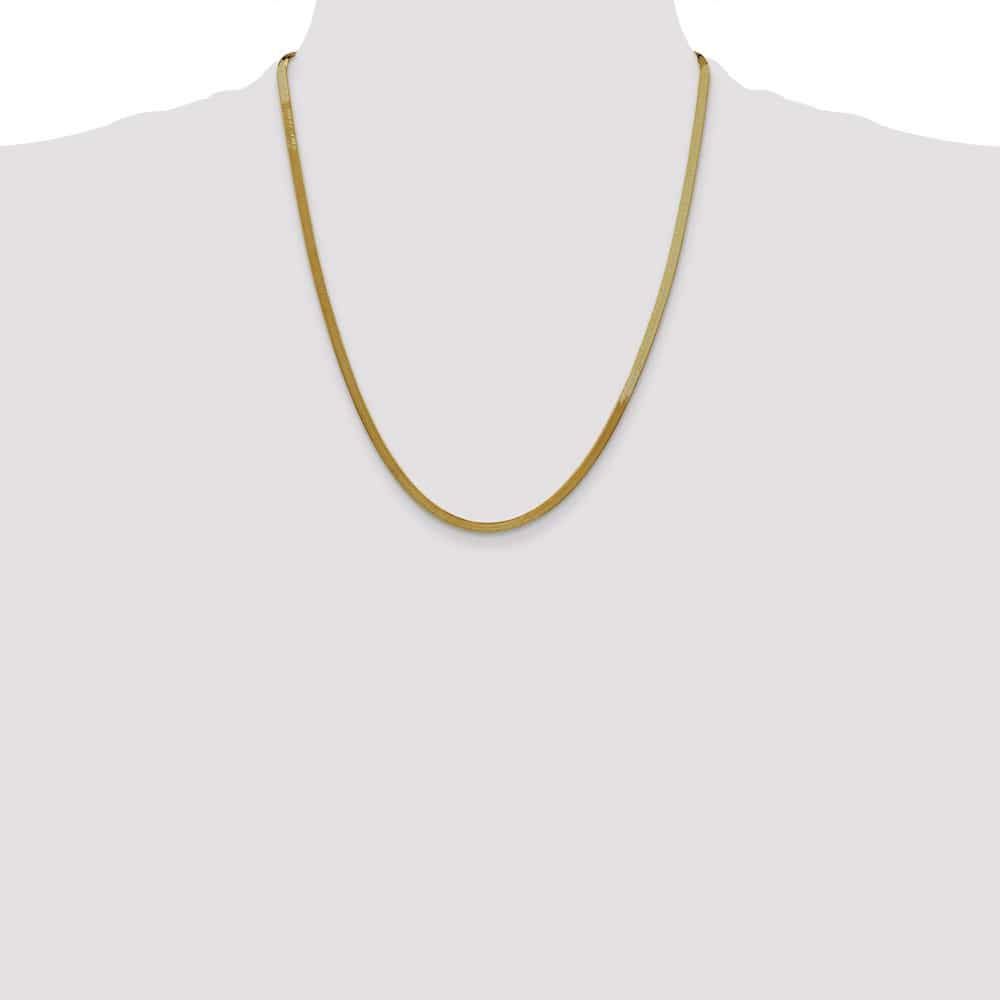 10K Yellow Gold 3mm Silky Herringbone Chain Size 22