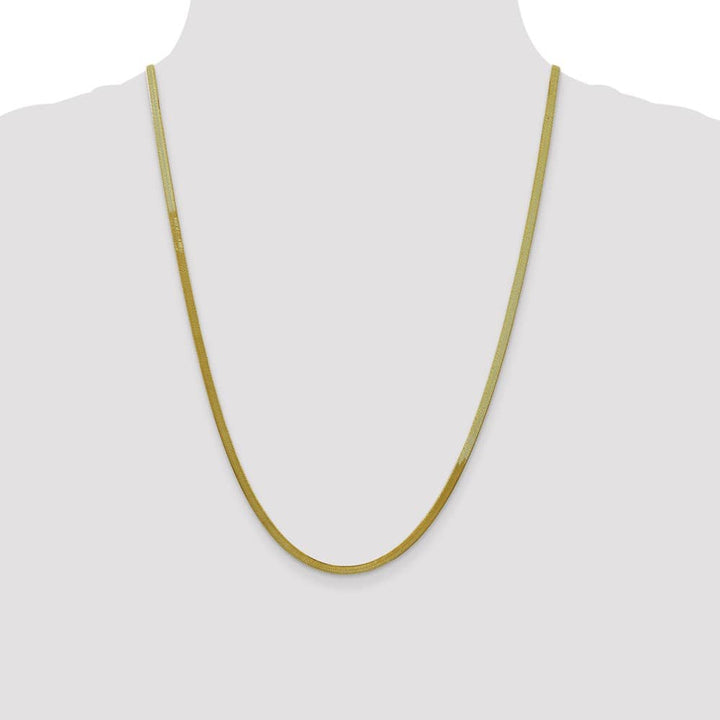 10K Yellow Gold 3mm Silky Herringbone Chain Size 24
