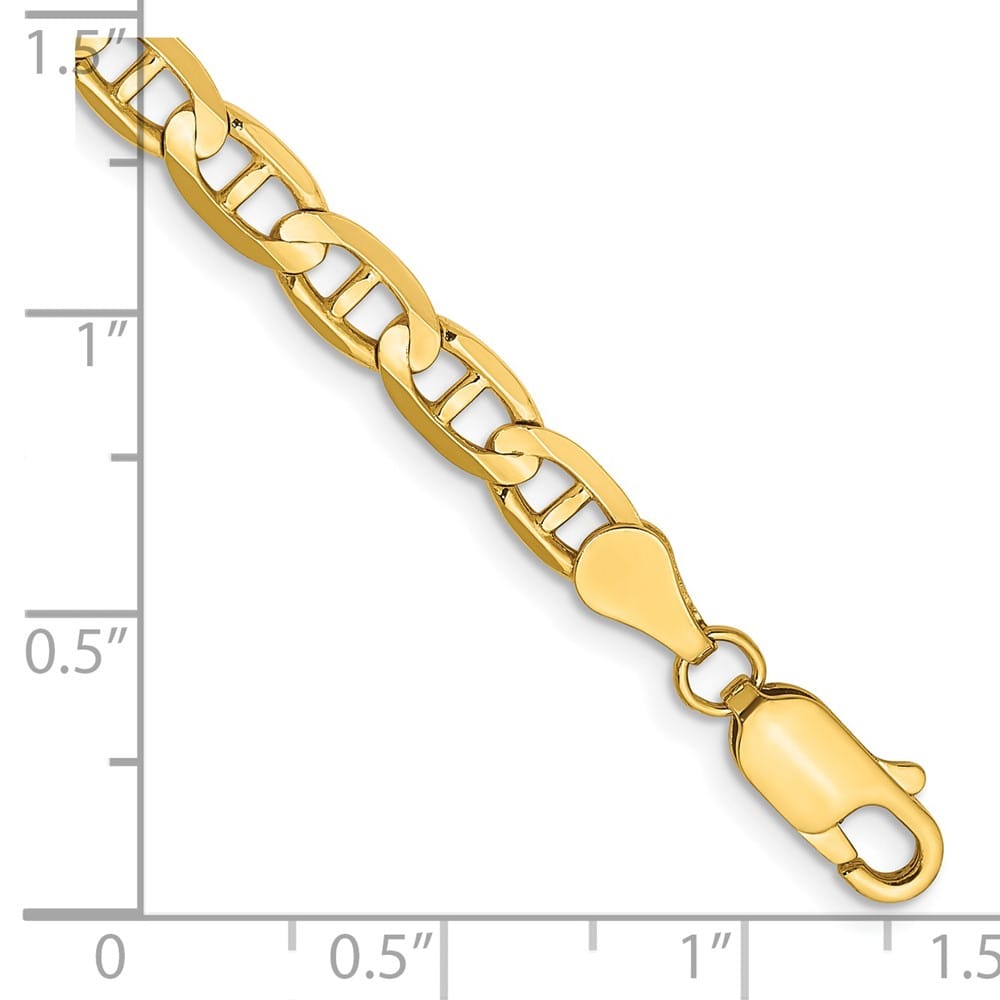 10K Yellow Gold 4.5 mm D.C. Concave Anchor Anklet