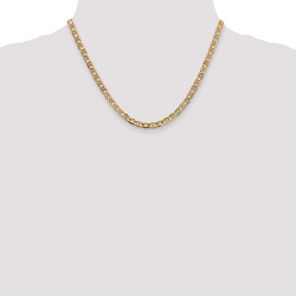 10K Yellow Gold 4.5mm D.C. Concave Anchor Chain Size 18