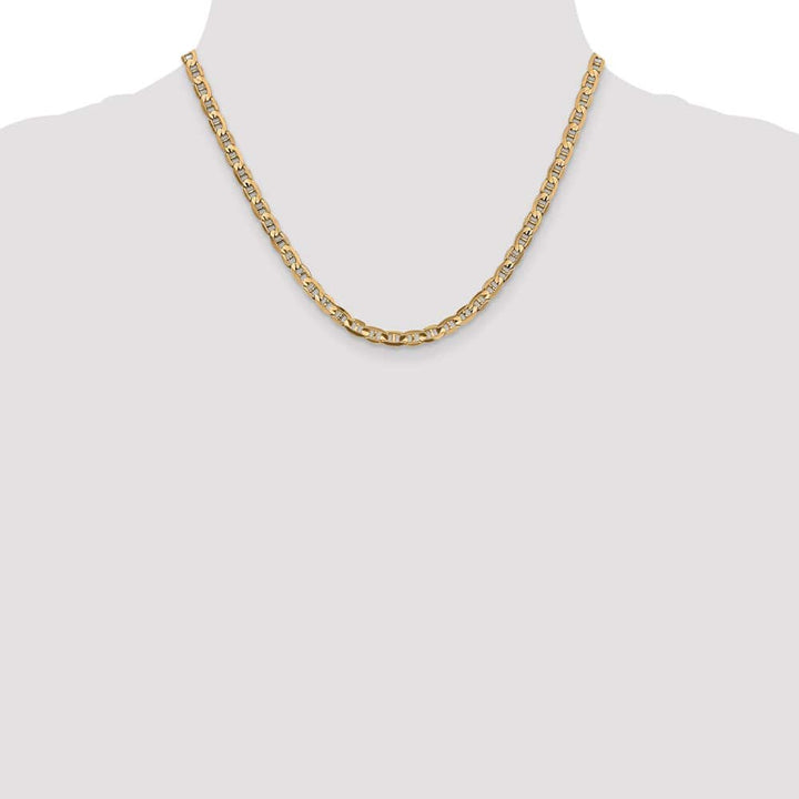 10K Yellow Gold 4.5mm D.C. Concave Anchor Chain Size 18