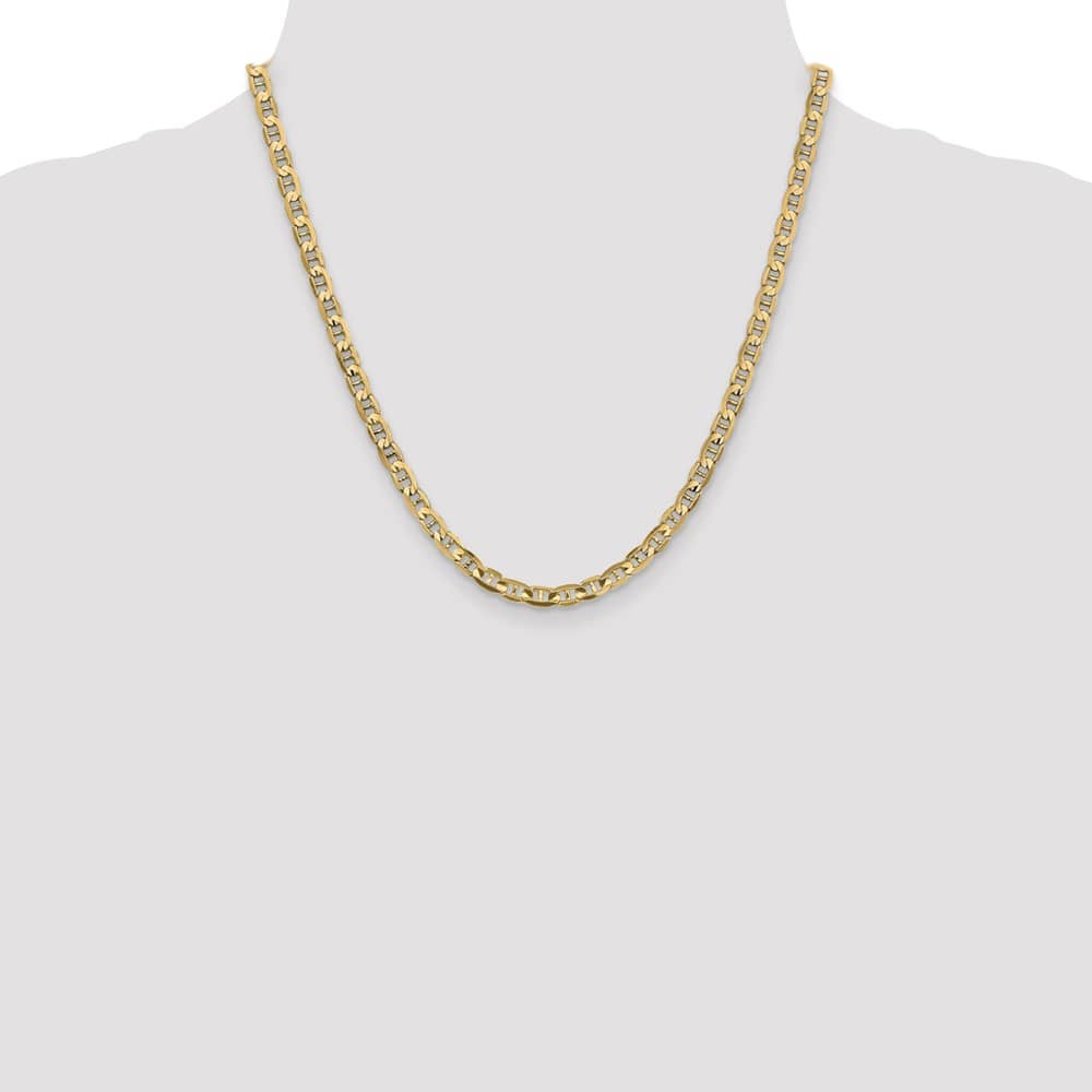 10K Yellow Gold 4.5mm D.C. Concave Anchor Chain Size 20