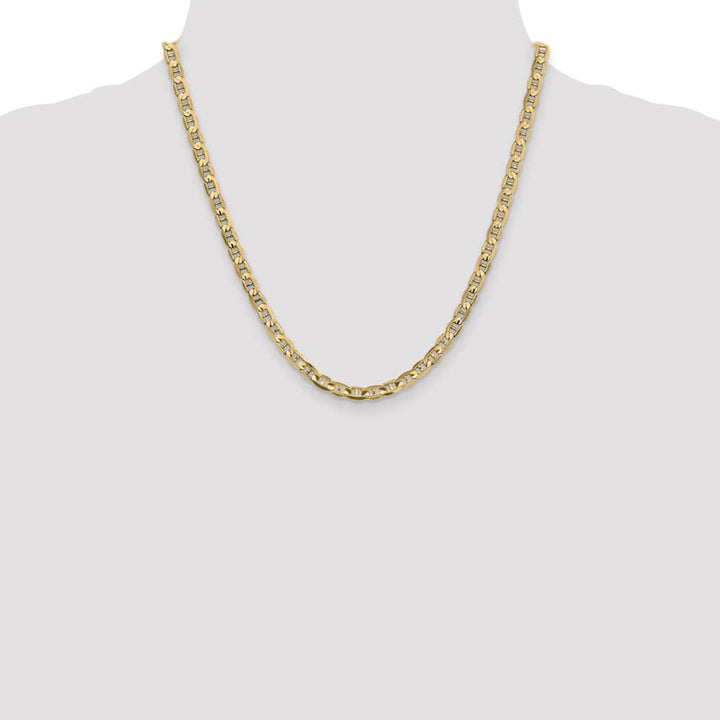 10K Yellow Gold 4.5mm D.C. Concave Anchor Chain Size 20
