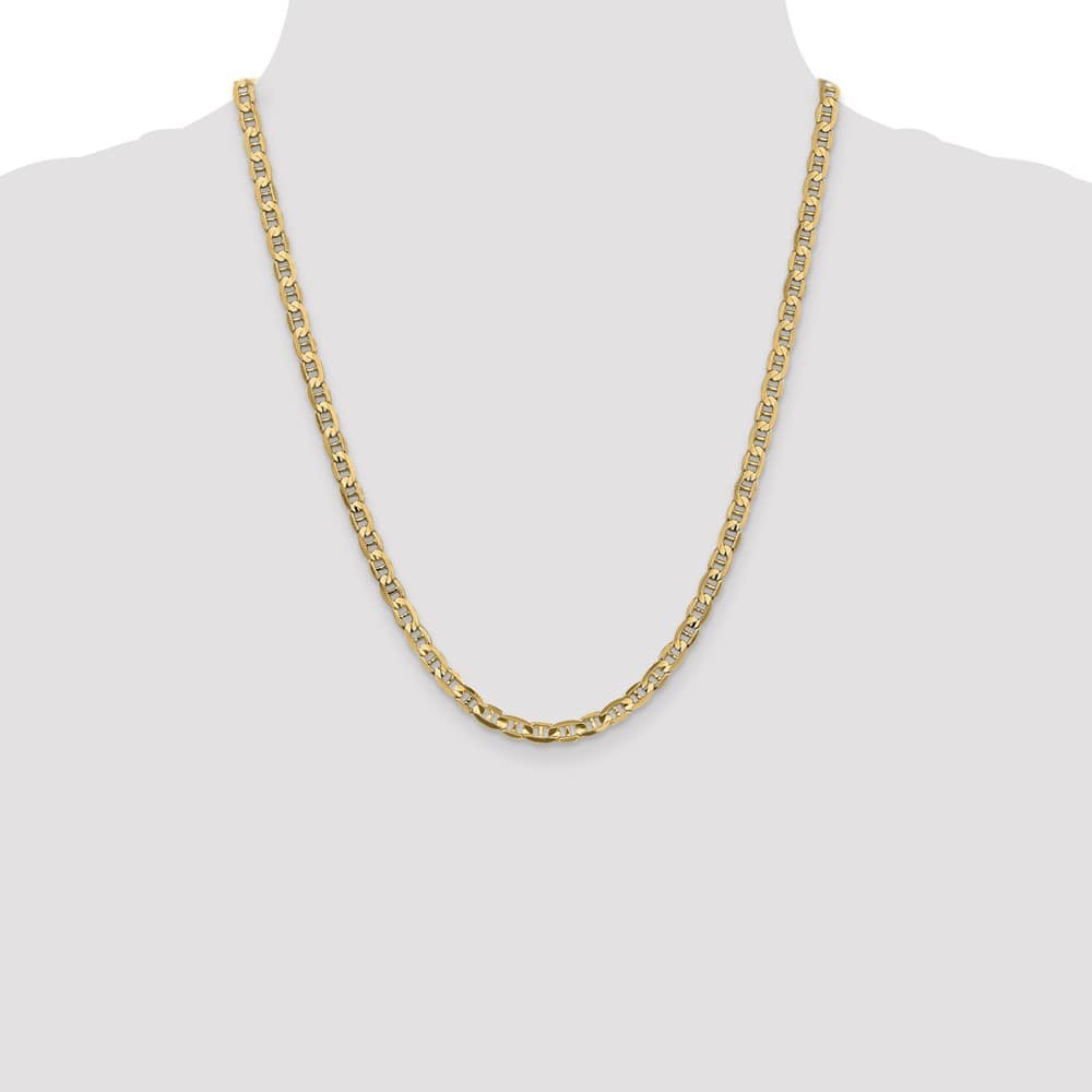 10K Yellow Gold 4.5mm D.C. Concave Anchor Chain Size 22
