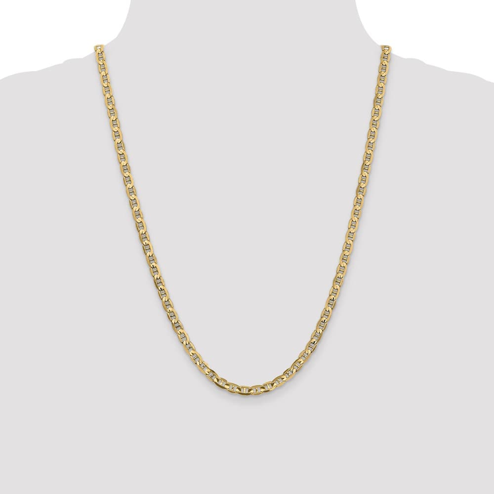 10K Yellow Gold 4.5mm D.C. Concave Anchor Chain Size 24