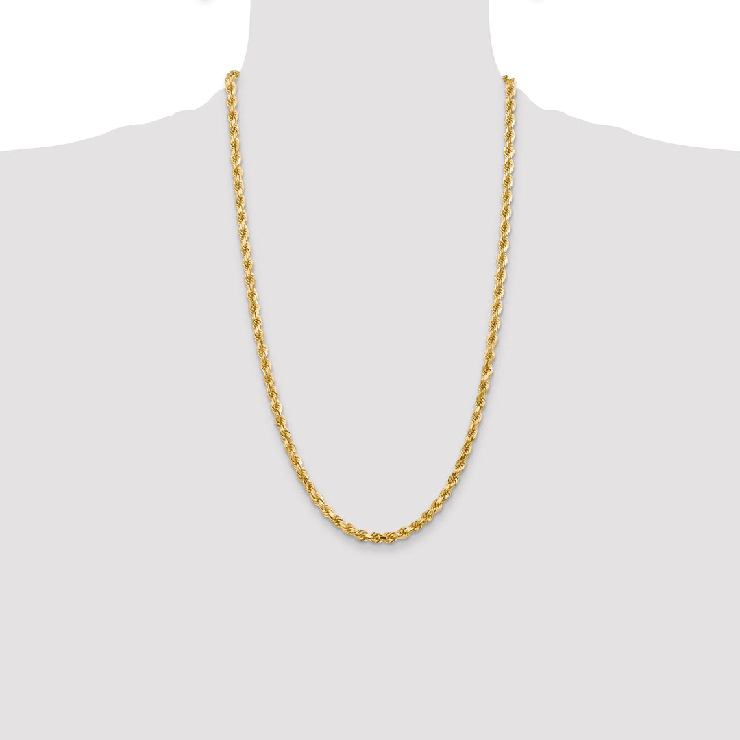 10K Yellow Gold 4.5mm D.C. Rope Chain 26 Inch