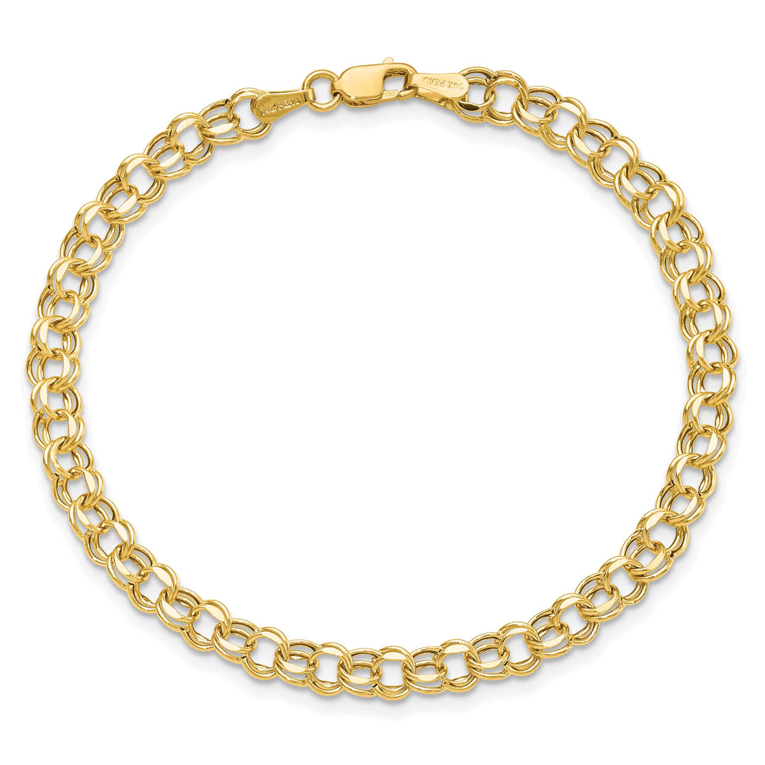 10K Yellow Gold 4.5mm Hollow D.C. Double Link Charm Bracelet