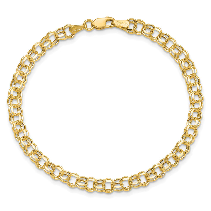 10K Yellow Gold 4.5mm Hollow D.C. Double Link Charm Bracelet