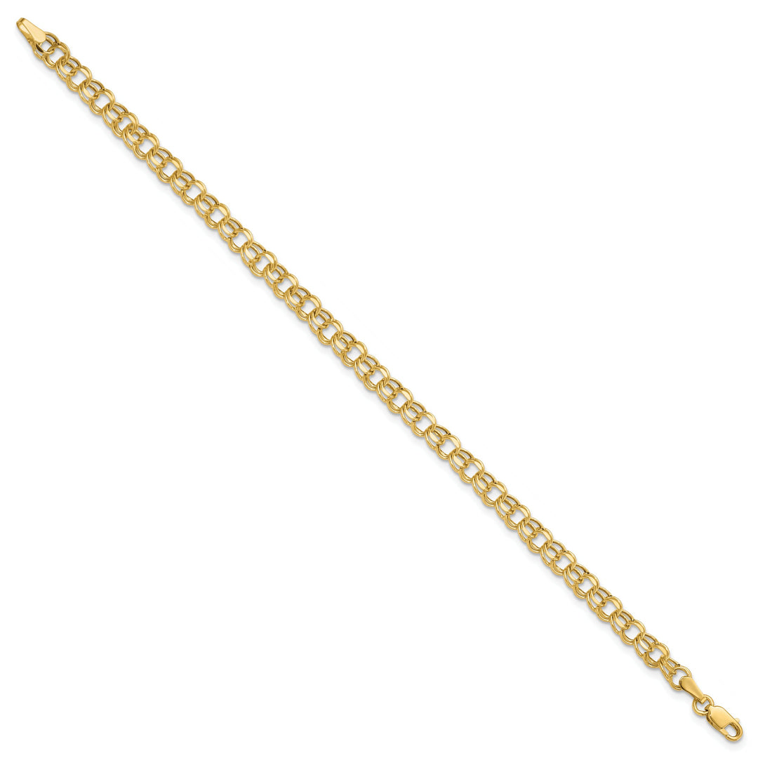 10K Yellow Gold 4.5mm Hollow D.C. Double Link Charm Bracelet