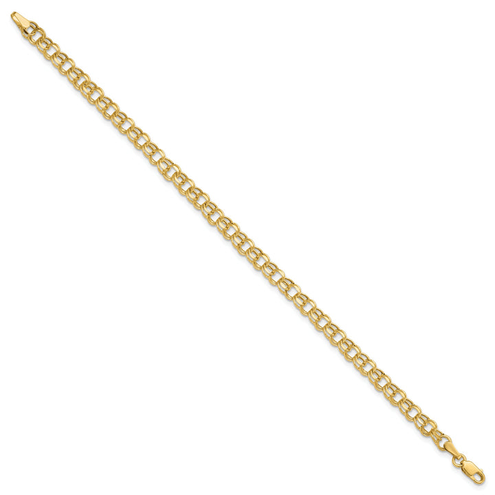 10K Yellow Gold 4.5mm Hollow D.C. Double Link Charm Bracelet