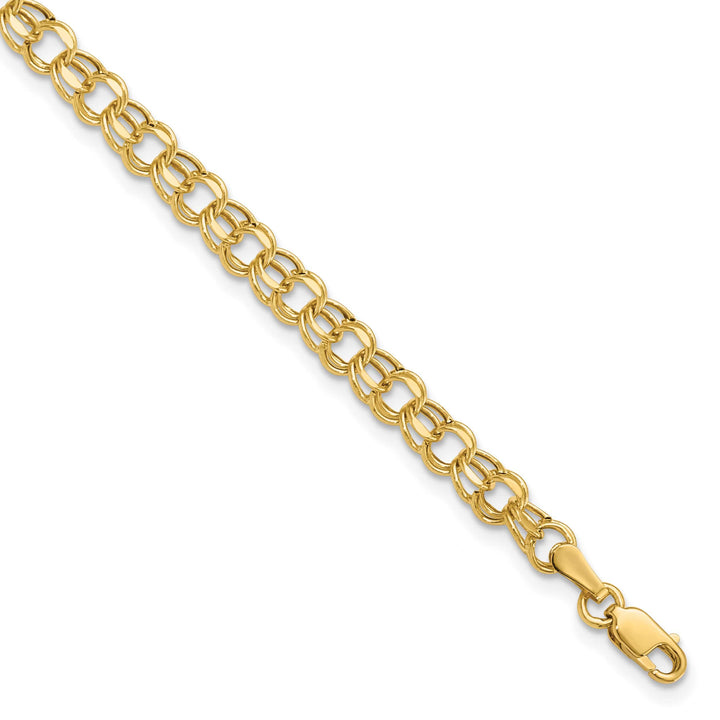 10K Yellow Gold 4.5mm Hollow D.C. Double Link Charm Bracelet