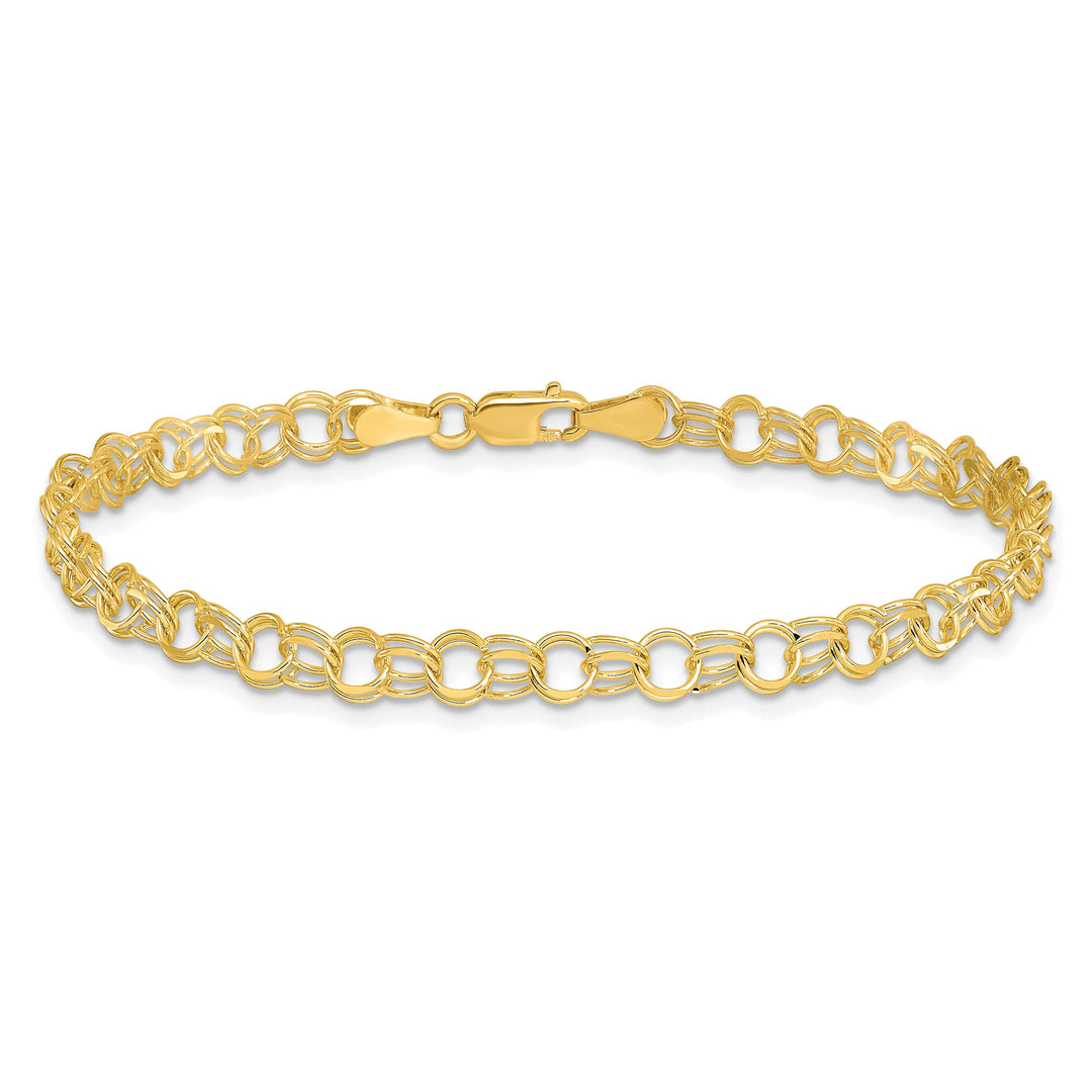 10K Yellow Gold 4.5mm Solid D.C. Double Link Charm Bracelet