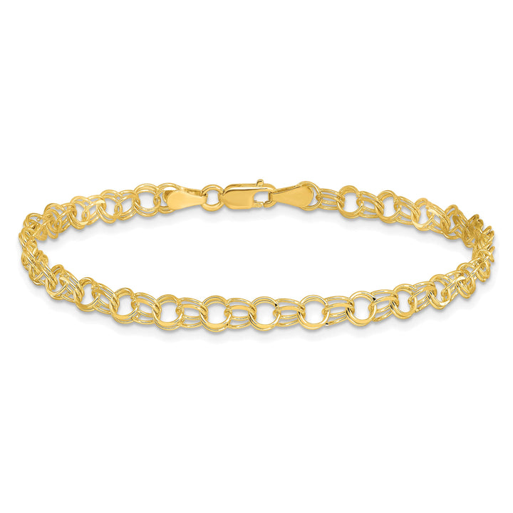 10K Yellow Gold 4.5mm Solid D.C. Double Link Charm Bracelet