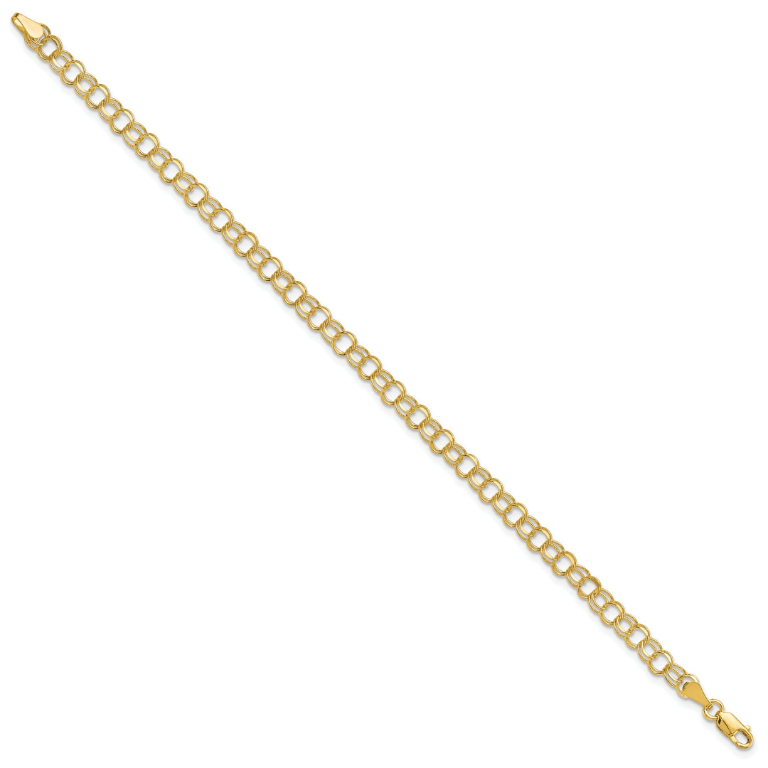 10K Yellow Gold 4.5mm Solid D.C. Double Link Charm Bracelet