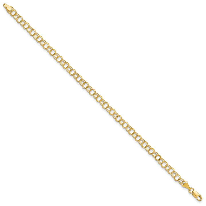 10K Yellow Gold 4.5mm Solid D.C. Double Link Charm Bracelet