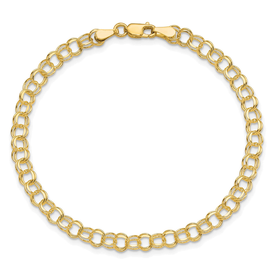 10K Yellow Gold 4.5mm Solid D.C. Double Link Charm Bracelet