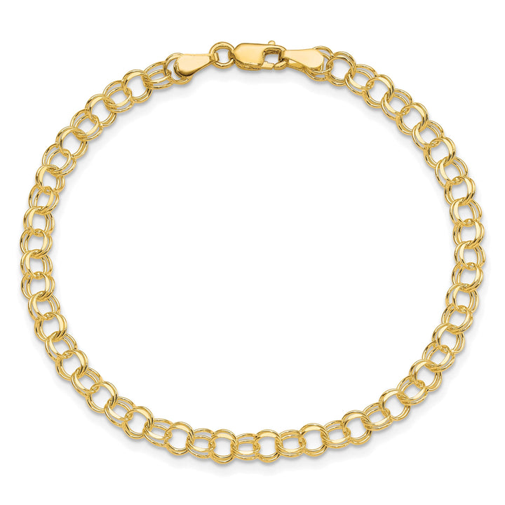 10K Yellow Gold 4.5mm Solid D.C. Double Link Charm Bracelet