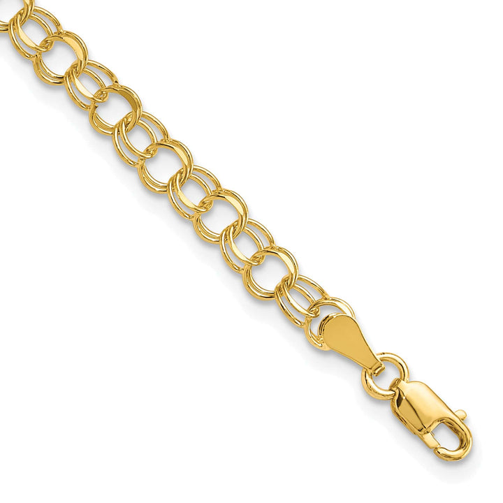 10K Yellow Gold 4.5mm Solid D.C. Double Link Charm Bracelet