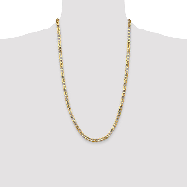 10K Yellow Gold 4.75mm Semi-Solid Anchor Chain 26 Inch