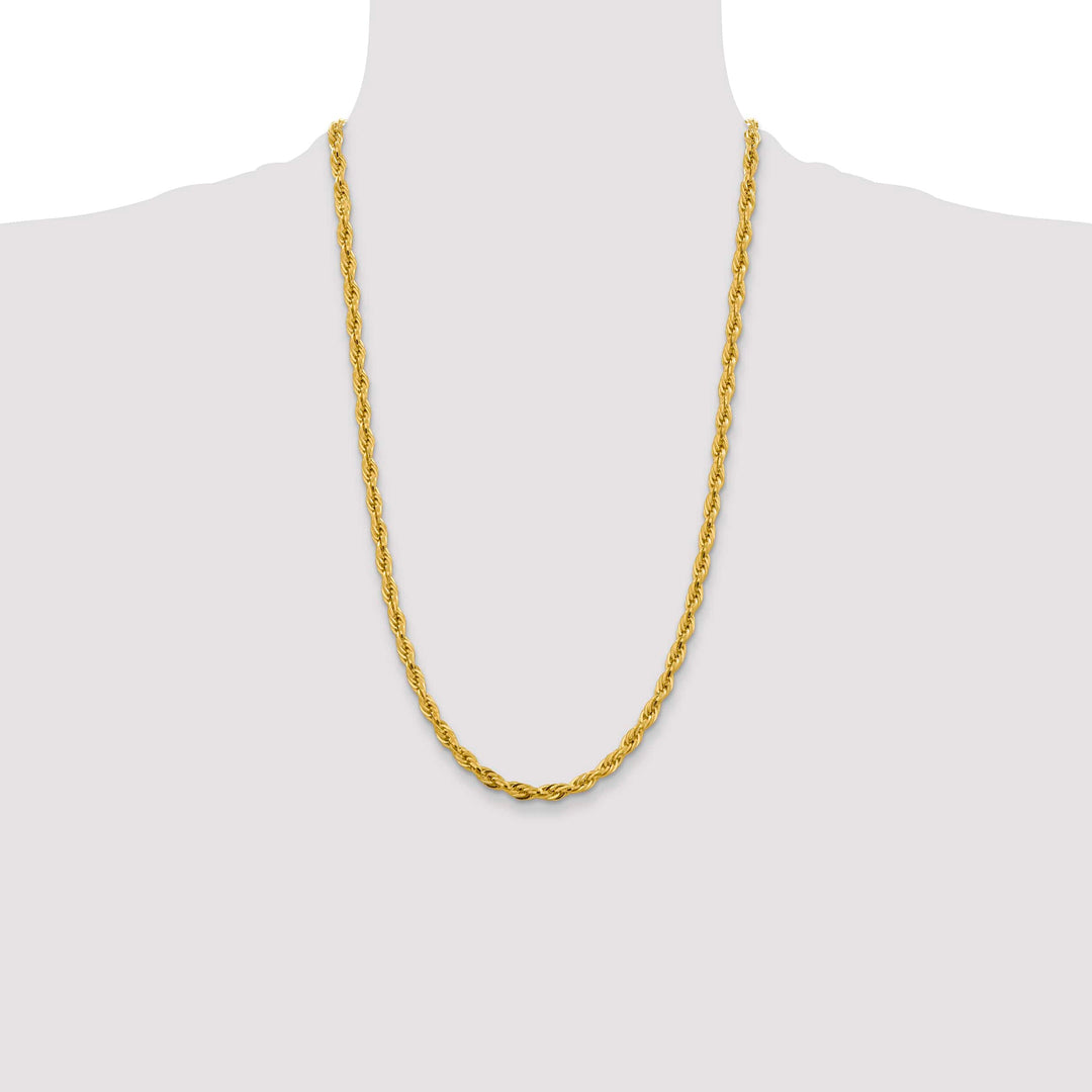 10K Yellow Gold 4.75mm Semi-Solid Rope Chain