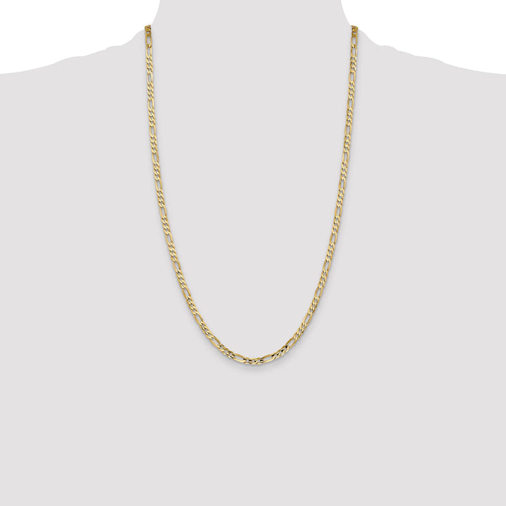 10K Yellow Gold 4mm Concave Open Figaro Chain 26 Inch