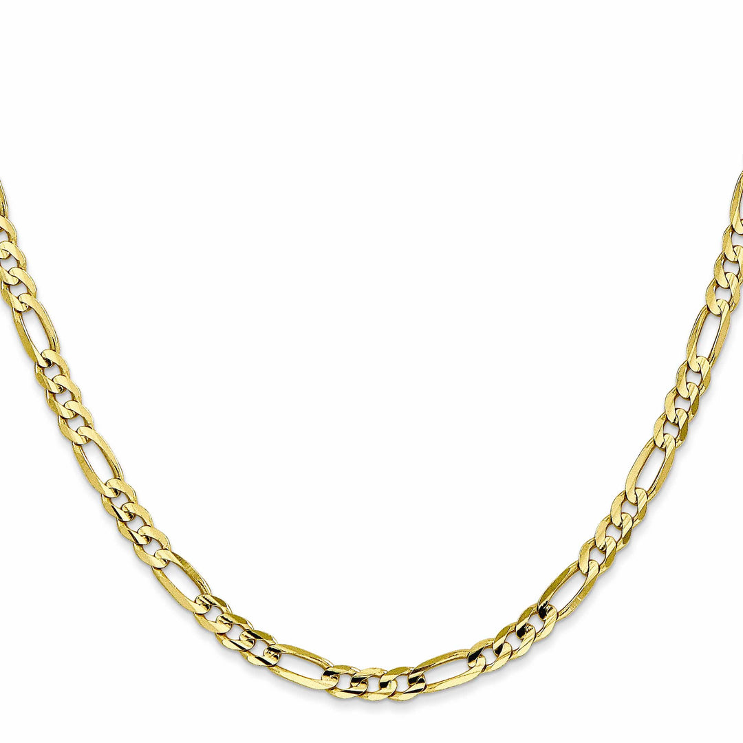 10K Yellow Gold 4mm Concave Open Figaro Chain 26 Inch
