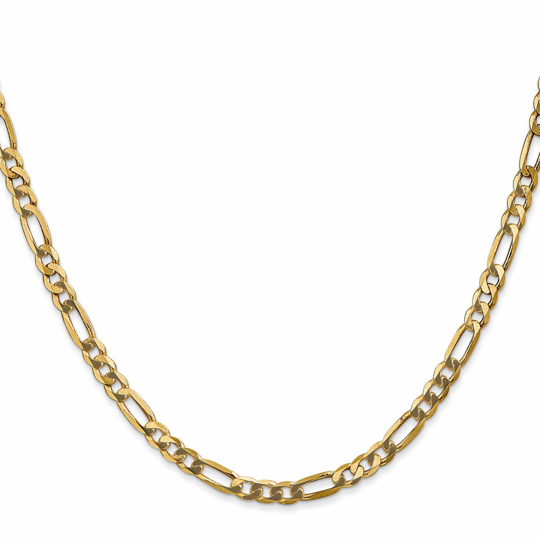 10K Yellow Gold 4mm Flat Figaro Chain