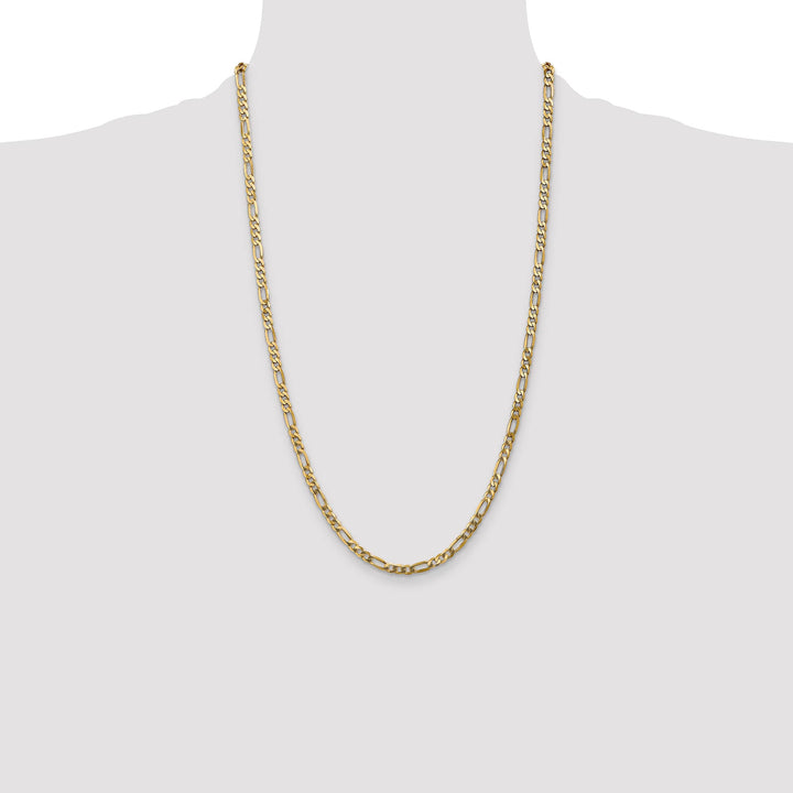 10K Yellow Gold 4mm Flat Figaro Chain