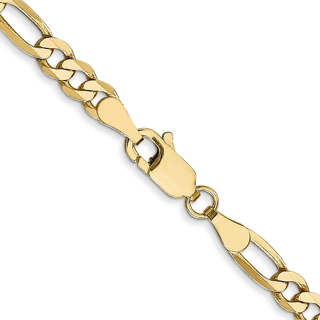 10K Yellow Gold 4mm Flat Figaro Chain