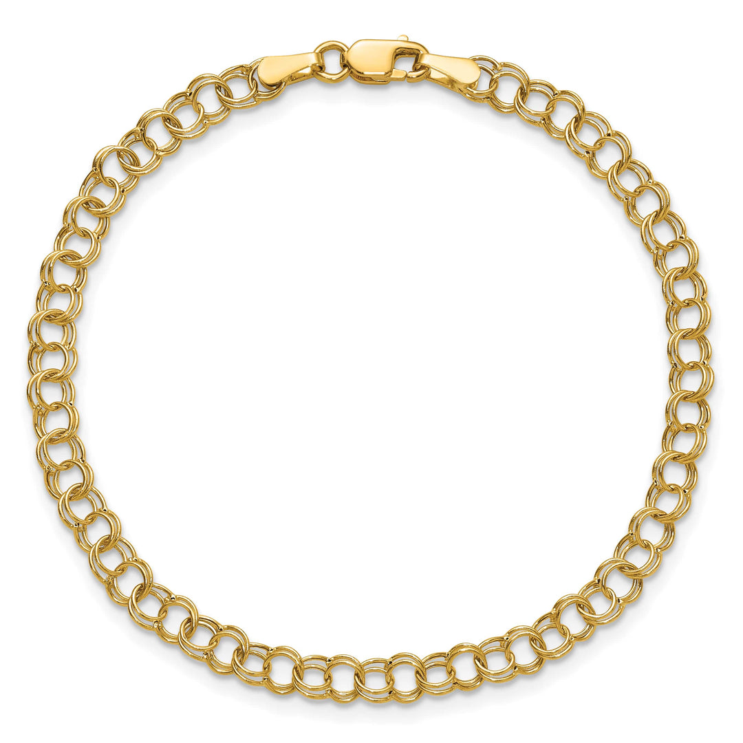 10K Yellow Gold 4mm Hollow Double Link Charm Bracelet