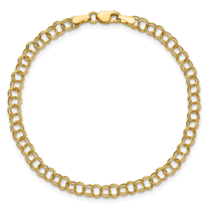 10K Yellow Gold 4mm Hollow Double Link Charm Bracelet