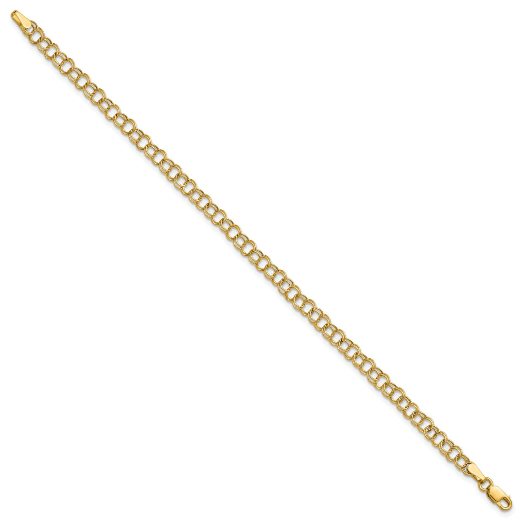 10K Yellow Gold 4mm Hollow Double Link Charm Bracelet