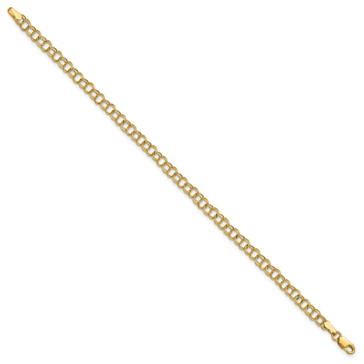 10K Yellow Gold 4mm Hollow Double Link Charm Bracelet