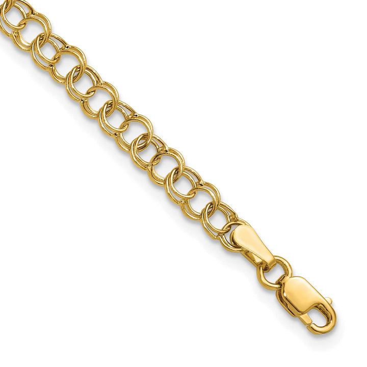 10K Yellow Gold 4mm Hollow Double Link Charm Bracelet
