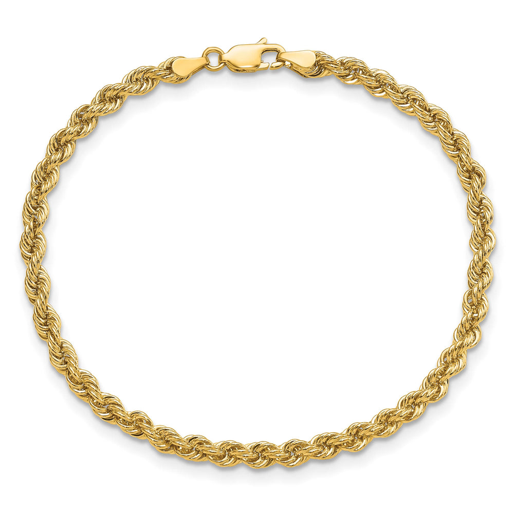 10K Yellow Gold 4mm Regular Rope Chain Anklet 9 Inch