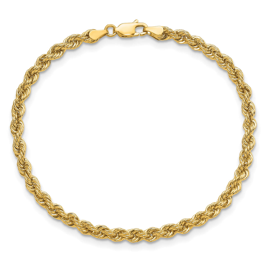 10K Yellow Gold 4mm Regular Rope Chain Anklet 9 Inch