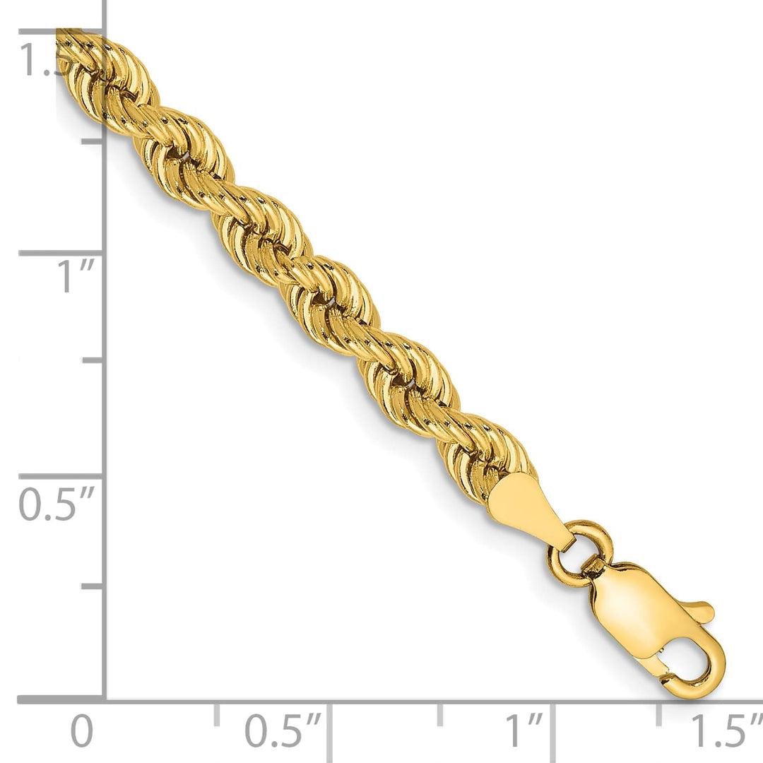 10K Yellow Gold 4mm Regular Rope Chain Bracelet