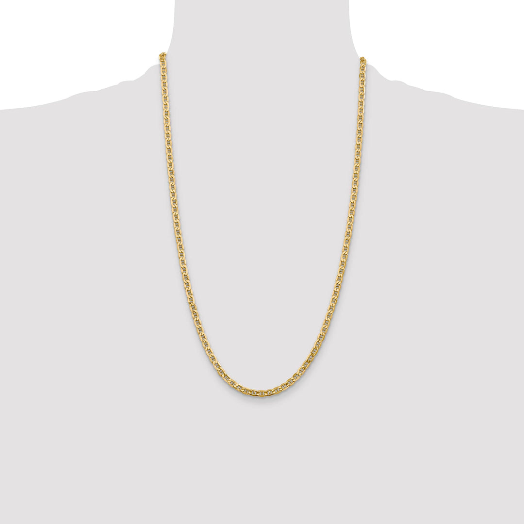 10K Yellow Gold 4mm Semi-Solid Anchor Chain 26 Inch