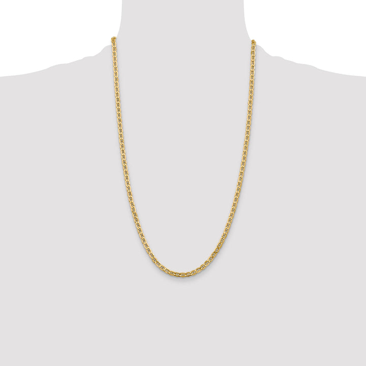 10K Yellow Gold 4mm Semi-Solid Anchor Chain 26 Inch