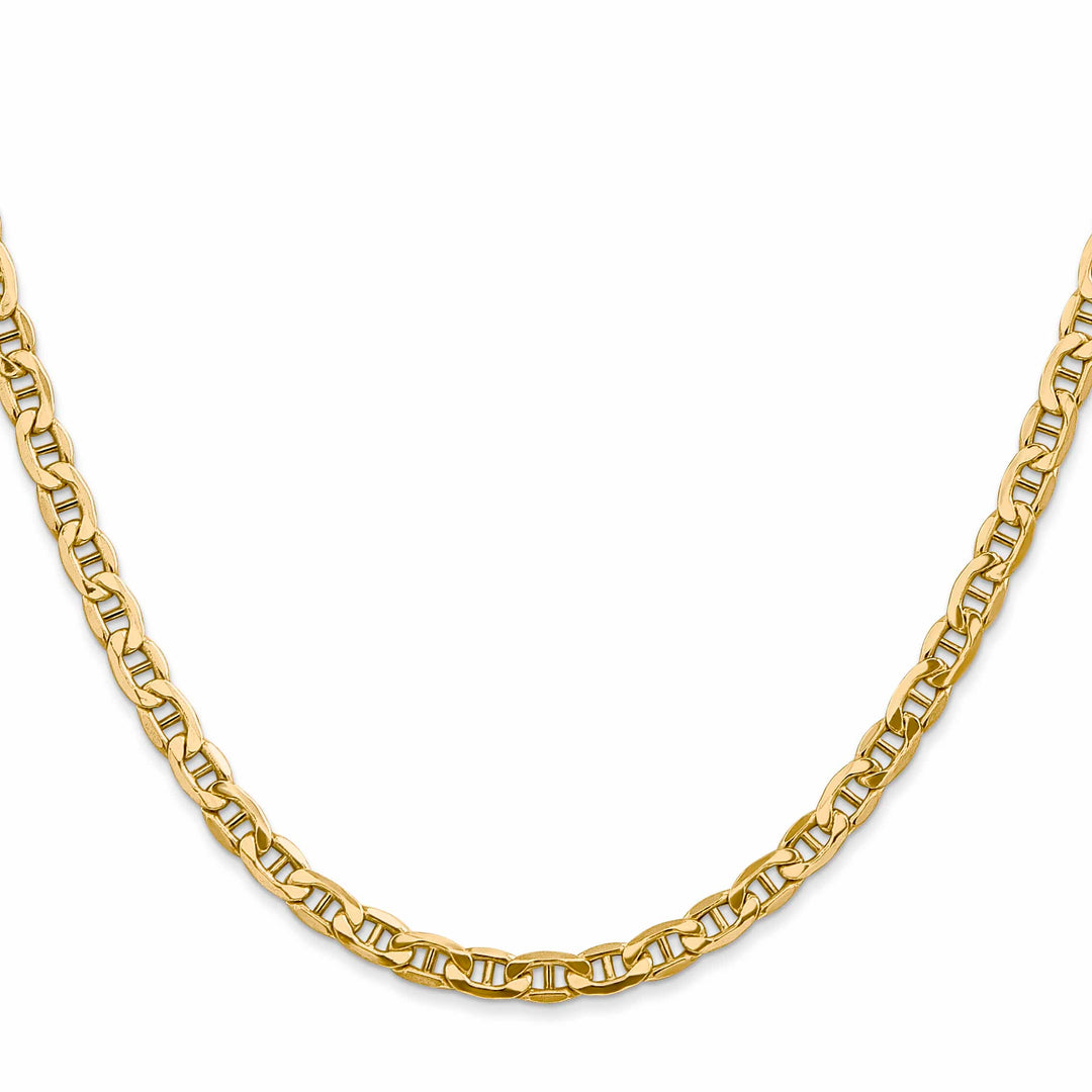 10K Yellow Gold 4mm Semi-Solid Anchor Chain 26 Inch