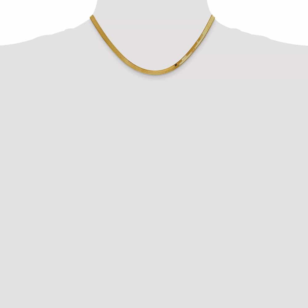 10K Yellow Gold 4mm Silky Herringbone Chain Size 16