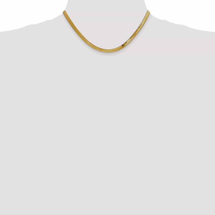 10K Yellow Gold 4mm Silky Herringbone Chain Size 16