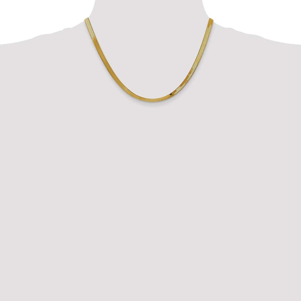 10K Yellow Gold 4mm Silky Herringbone Chain Size 18