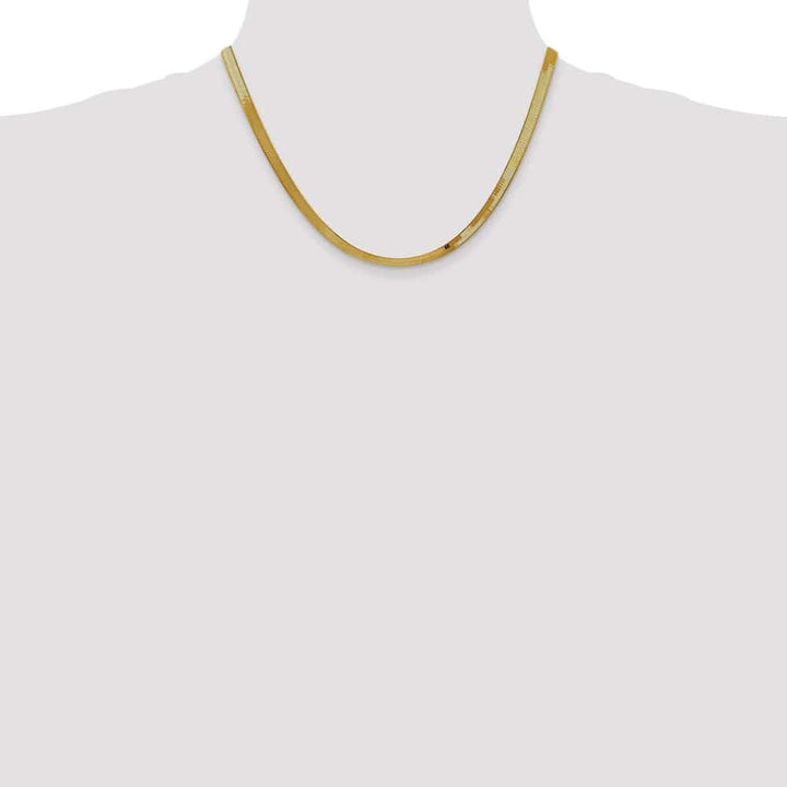 10K Yellow Gold 4mm Silky Herringbone Chain Size 18