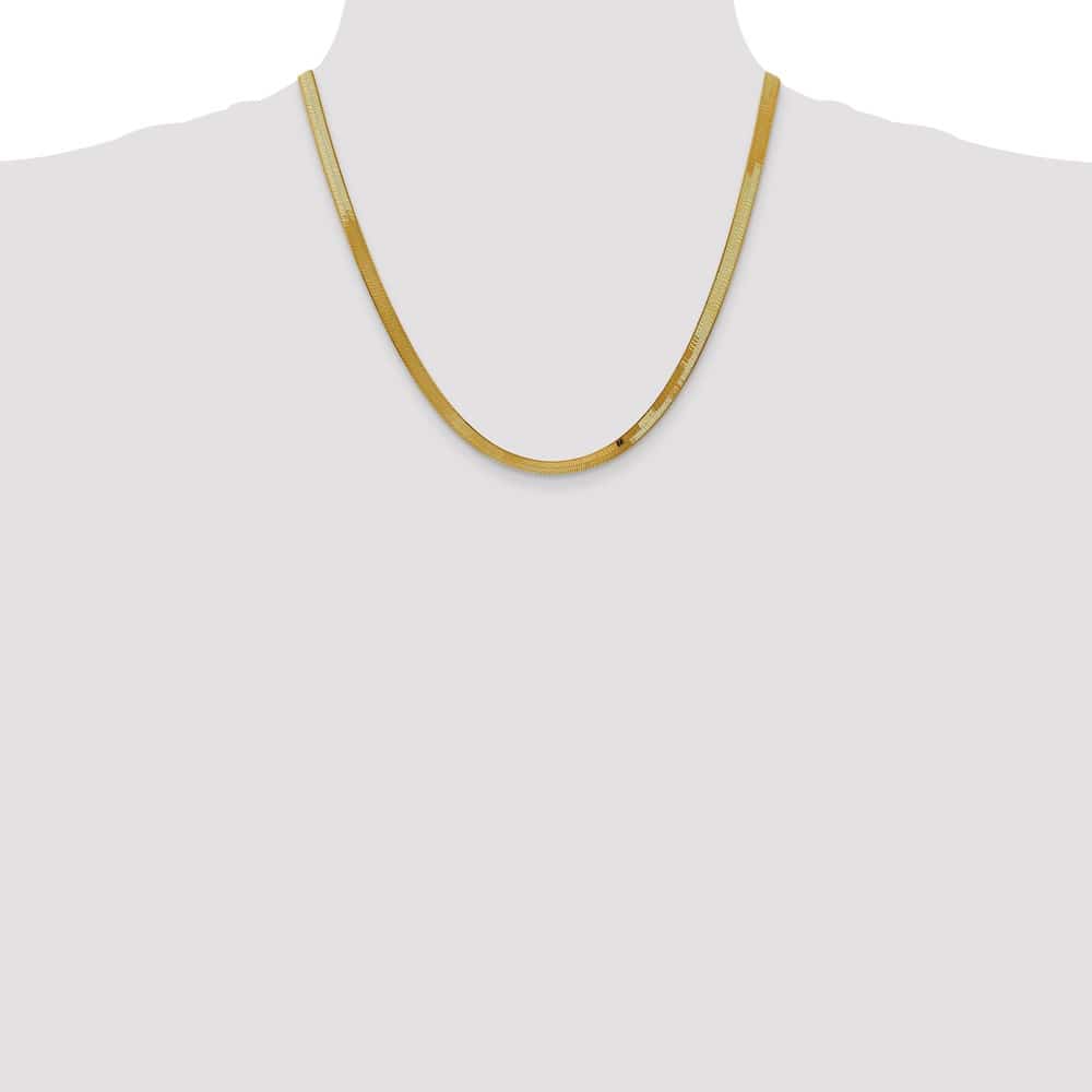 10K Yellow Gold 4mm Silky Herringbone Chain Size 20