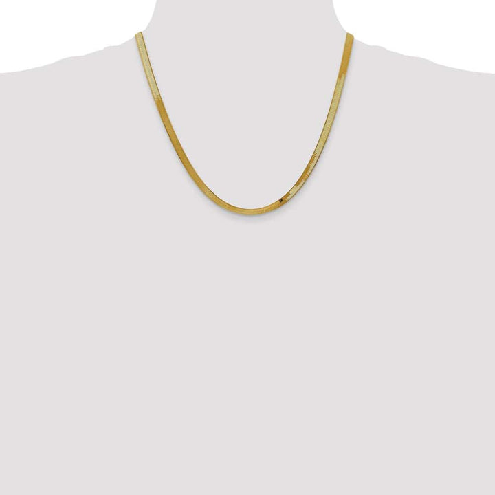 10K Yellow Gold 4mm Silky Herringbone Chain Size 20