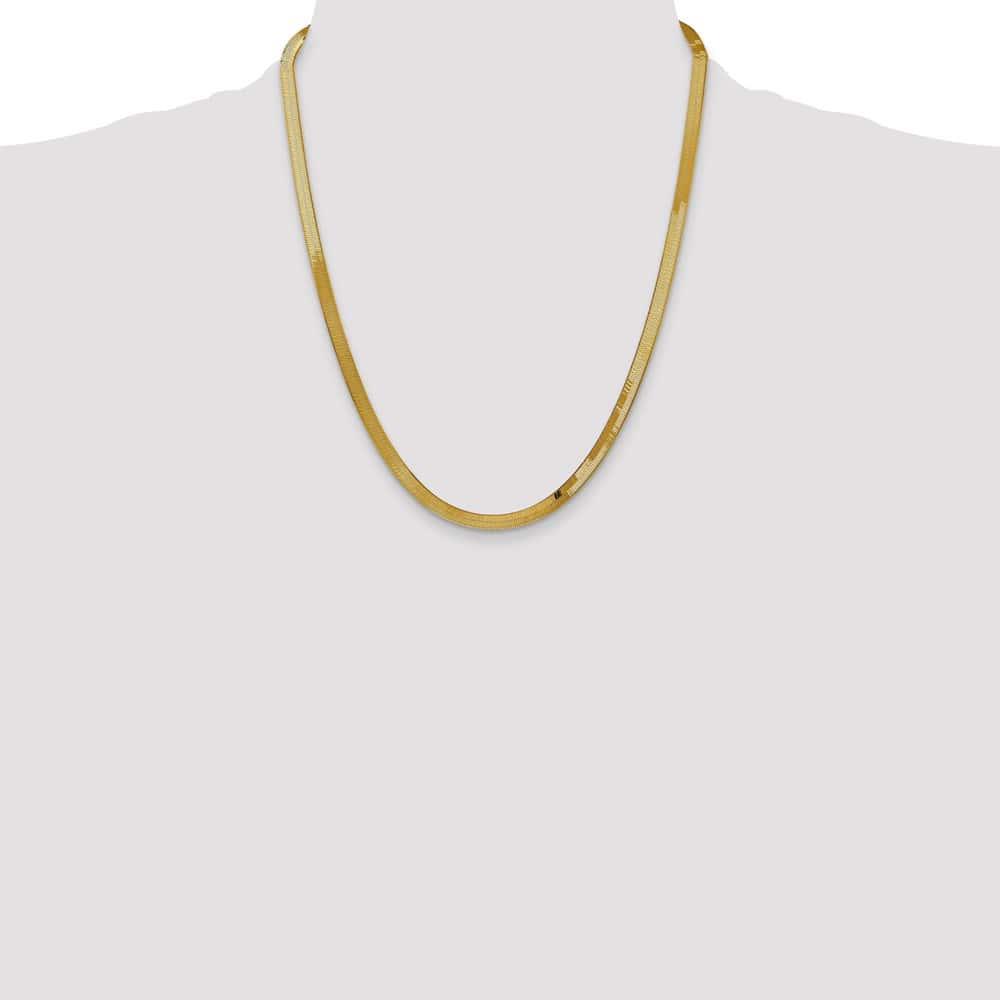 10K Yellow Gold 4mm Silky Herringbone Chain Size 22