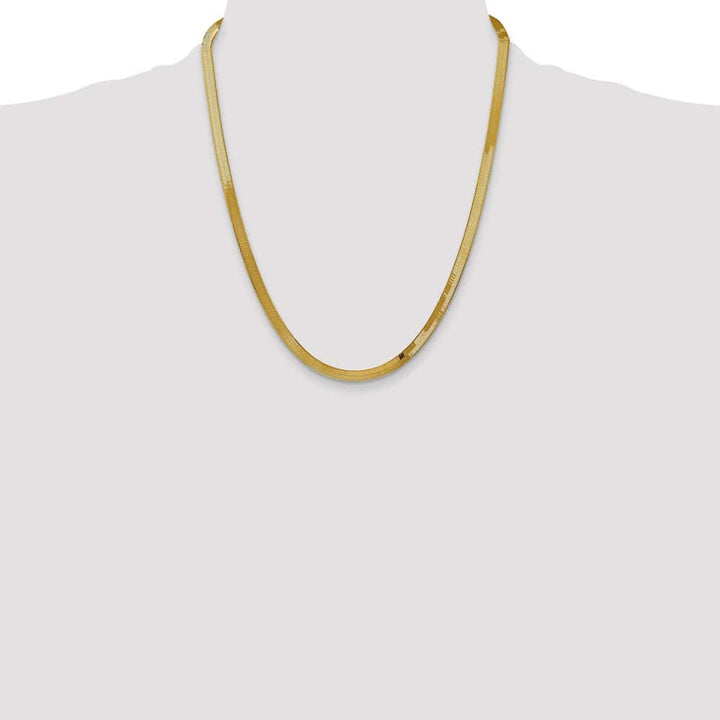 10K Yellow Gold 4mm Silky Herringbone Chain Size 22