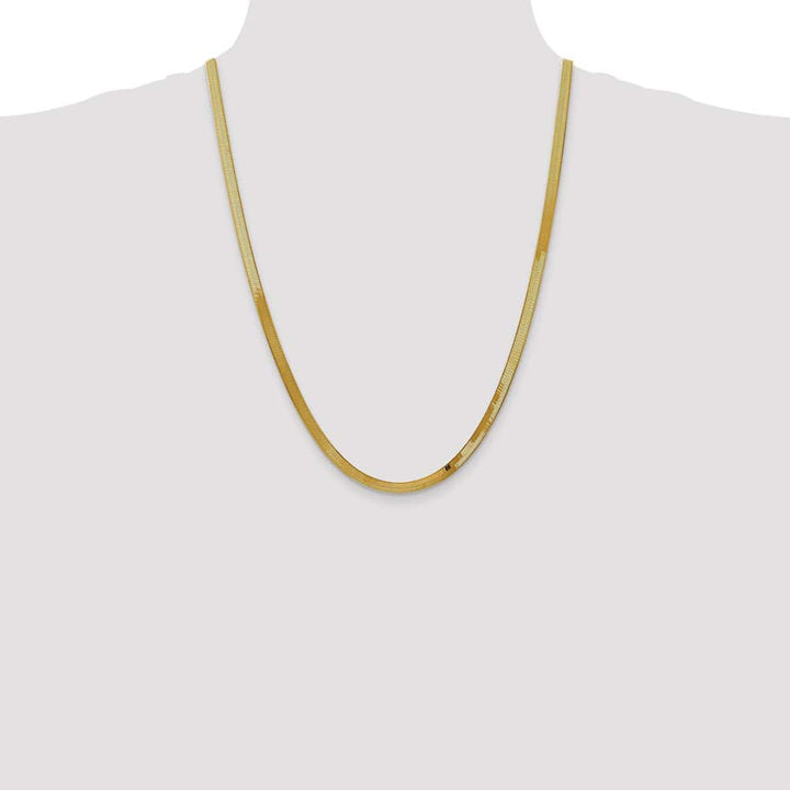 10K Yellow Gold 4mm Silky Herringbone Chain Size 24