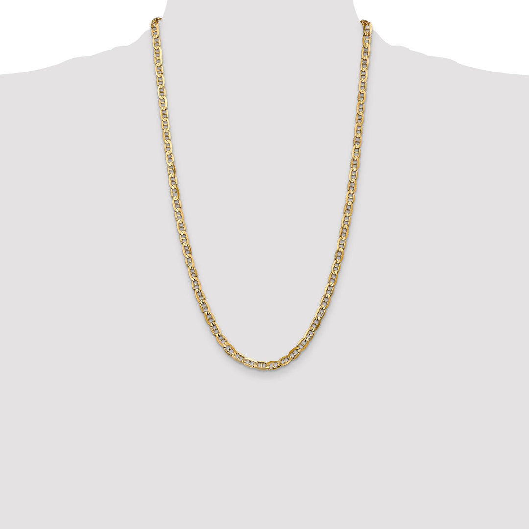 10K Yellow Gold 5.25mm Concave Anchor Chain 26 Inch